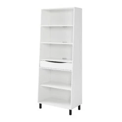 Walker Edison Modern 5-Shelf Bookshelf With Drawer -Walker Edison RYDH8GSW SILO ALL FB 03