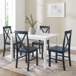 Walker Edison 5-Piece Solid Wood Farmhouse Dining Set