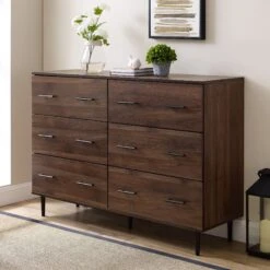 Walker Edison Modern Wood 6-Drawer Buffet - Dark Walnut -Walker Edison WE BU52SV6DDW 3
