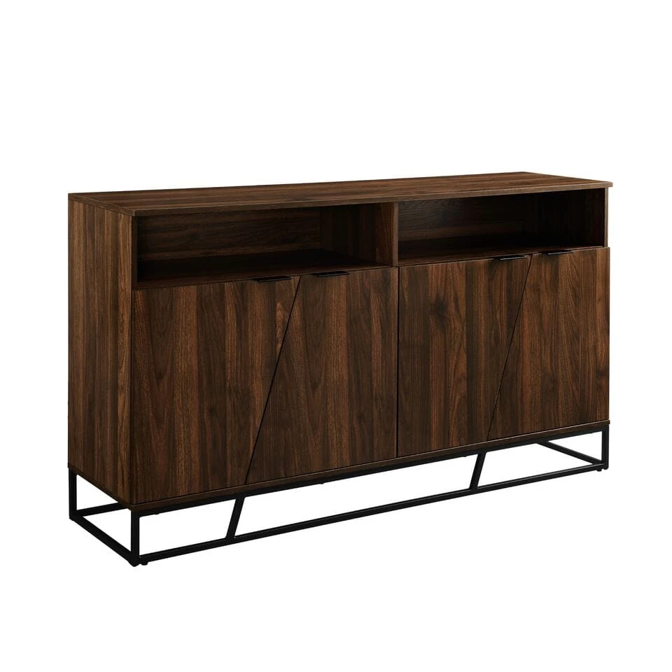 Walker Edison 58 Inch Angled Door Sideboard - Dark Walnut 2 Walker Edison 58 Inch Angled Door Sideboard - Dark Walnut - Image 2