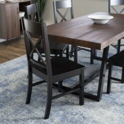 Walker Edison 7-Piece Farmhouse Dining Set - Mahogany/Black 2 -Walker Edison WE C72DSTRMBL 7 3