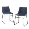 Walker Edison 18 Inch Faux Leather Dining Chair (Set Of 2) - Navy Blue