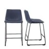 Walker Edison 26 Inch Faux Leather Counter Stool (Set Of 2) - Navy Blue