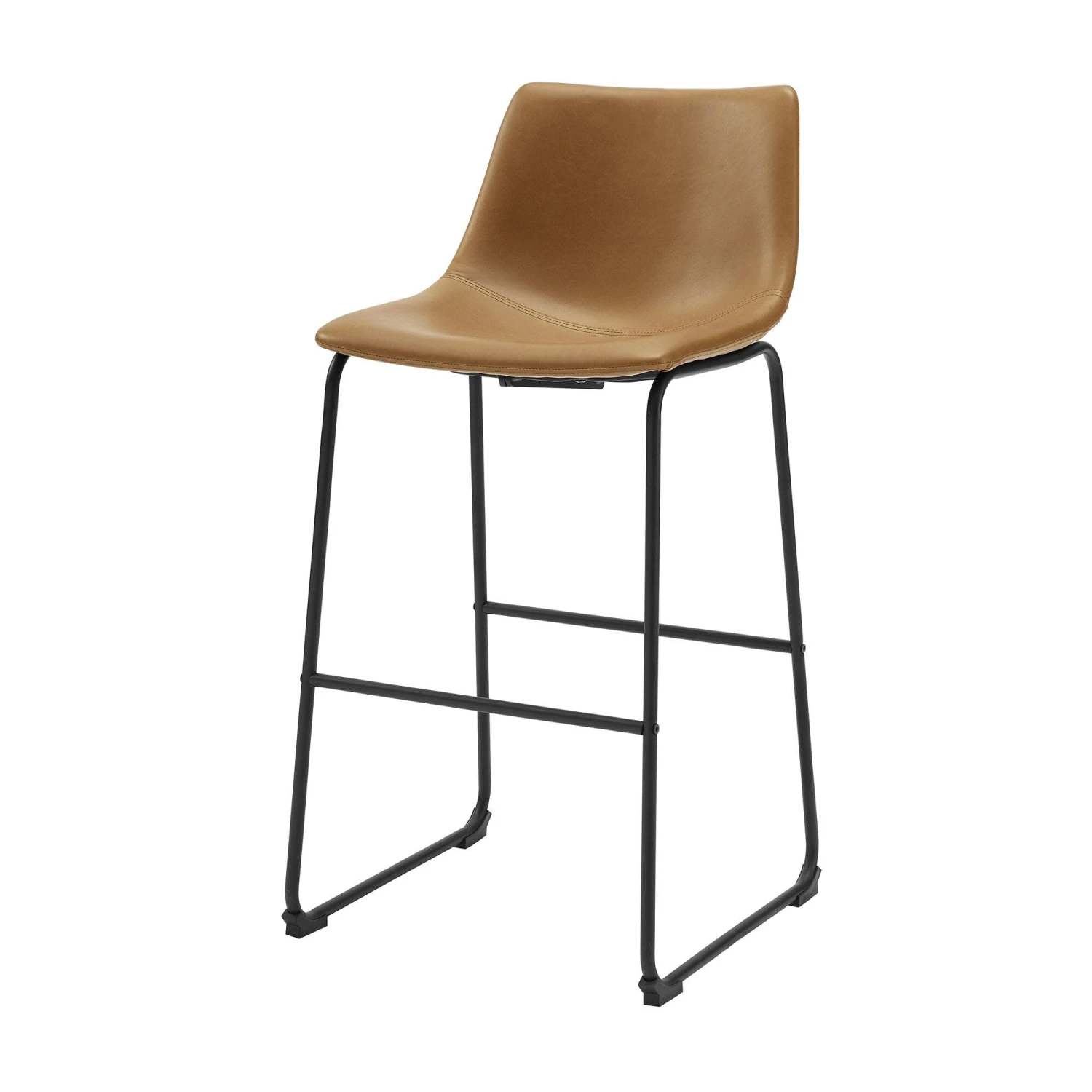 Walker Edison 30 Inch Industrial Faux Leather Barstool (Set Of 2) - Whiskey Brown 2 Walker Edison 30 Inch Industrial Faux Leather Barstool (Set Of 2) - Whiskey Brown - Image 2