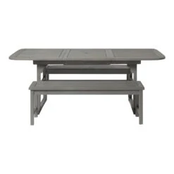 Walker Edison 3-Piece Classic Outdoor Patio Dining Set - Grey Wash -Walker Edison WE OW3SGW 2BT 2