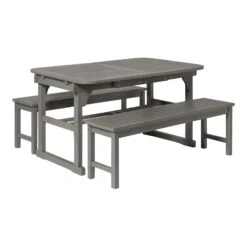 Walker Edison 3-Piece Classic Outdoor Patio Dining Set - Grey Wash