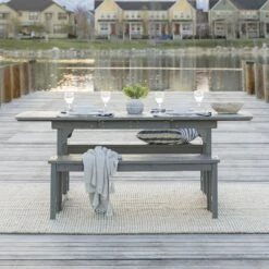 Walker Edison 3-Piece Classic Outdoor Patio Dining Set - Grey Wash -Walker Edison WE OW3SGW 2BT 3