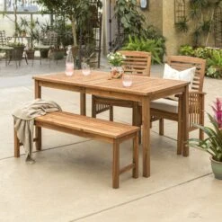 Walker Edison 4-Piece Modern Patio Dining Set - Brown -Walker Edison WE OW4SDTBR 2