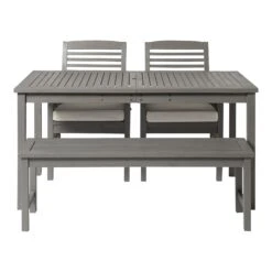 Walker Edison 4-Piece Simple Outdoor Patio Dining Set - Grey Wash