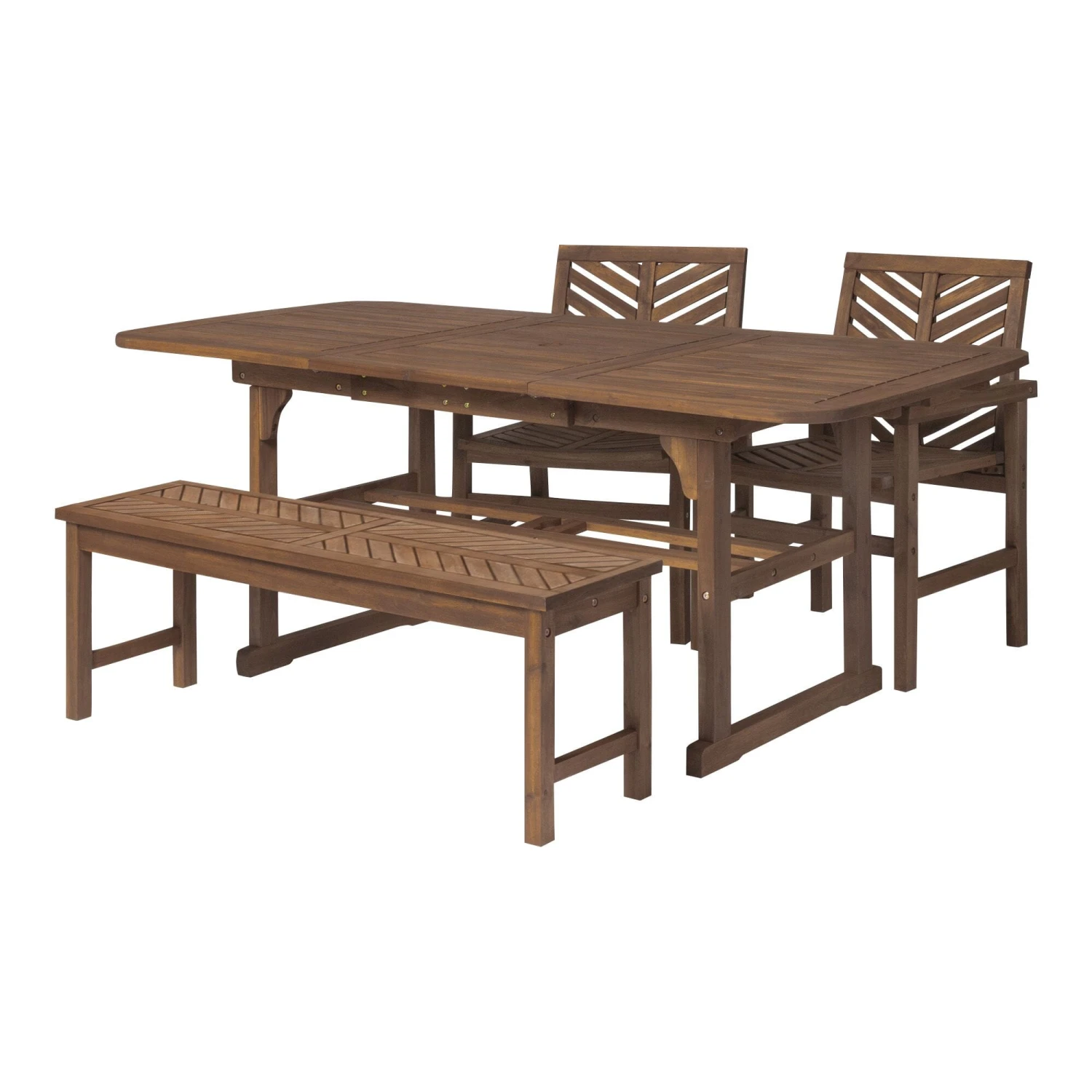 Walker Edison 4-Piece Extendable Outdoor Patio Dining Set - Dark Brown 2 Walker Edison 4-Piece Extendable Outdoor Patio Dining Set - Dark Brown - Image 2