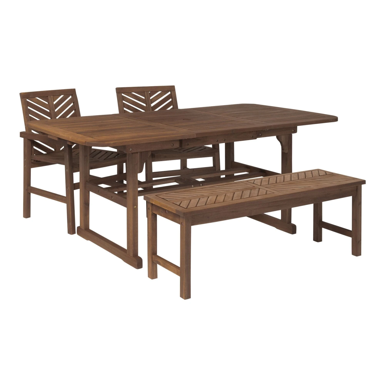 Walker Edison 4-Piece Extendable Outdoor Patio Dining Set - Dark Brown 3 Walker Edison 4-Piece Extendable Outdoor Patio Dining Set - Dark Brown - Image 3
