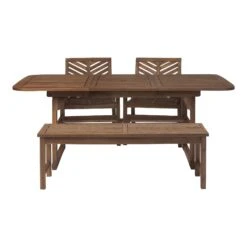 Walker Edison 4-Piece Extendable Outdoor Patio Dining Set - Dark Brown