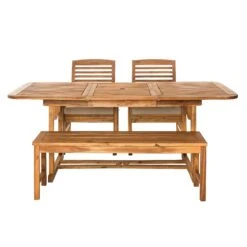 Walker Edison 4 Piece Patio Dining Table Set - Brown