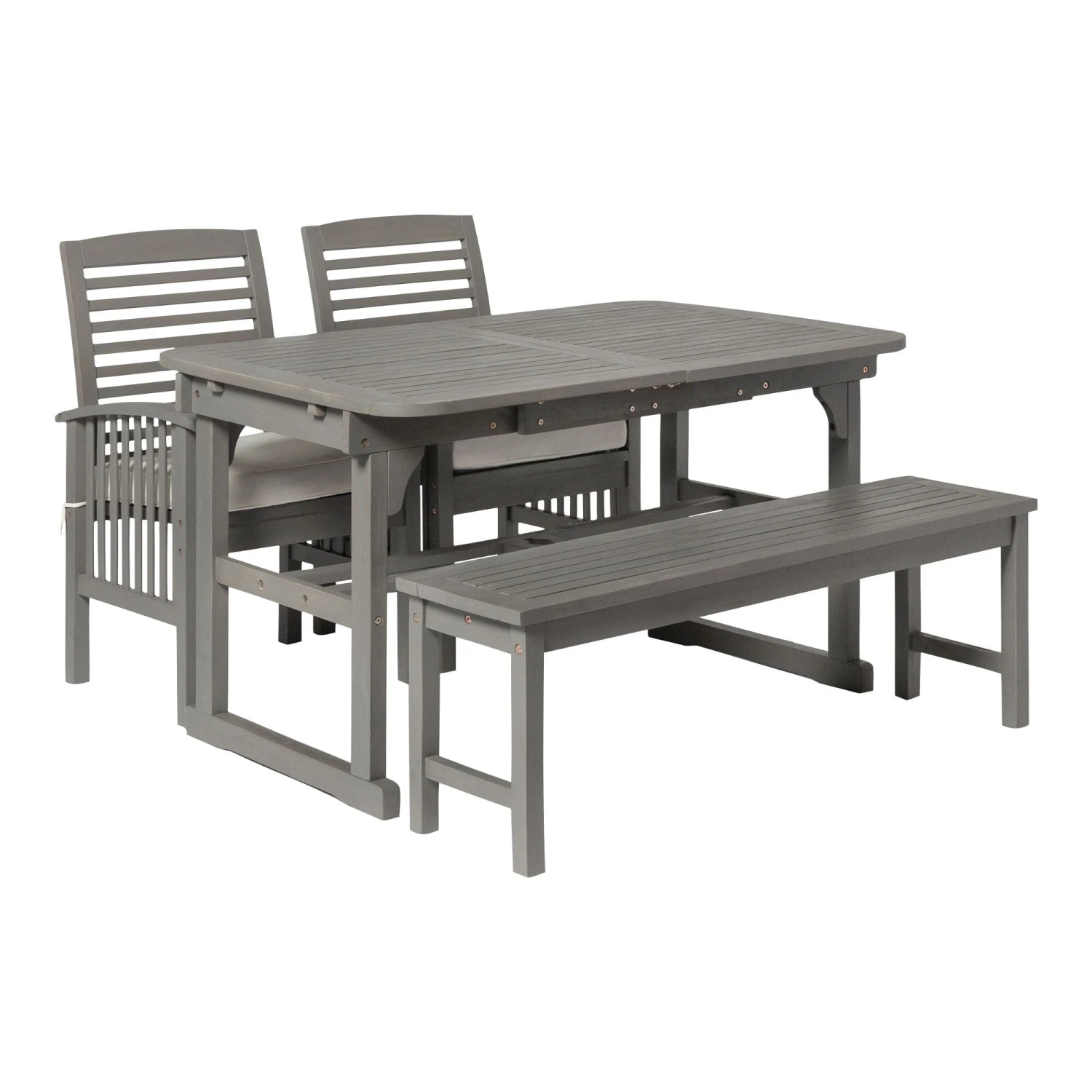 Walker Edison 4-Piece Classic Outdoor Patio Dining Set - Grey Wash 2 Walker Edison 4-Piece Classic Outdoor Patio Dining Set - Grey Wash - Image 2