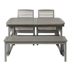 Walker Edison 4-Piece Classic Outdoor Patio Dining Set - Grey Wash