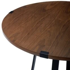 Walker Edison 40 Inch Urban Industrial Metal Wrap Round Dining Table - Dark Walnut / Black -Walker Edison WE TW40RDWRADW 2