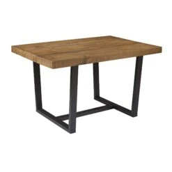 Walker Edison 52 Inch Distressed Solid Wood Dining Table - Reclaimed Barnwood