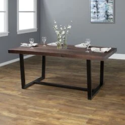 Walker Edison 72 Inch Rustic Solid Wood Dining Table - Mahogany 7 Walker Edison 72 Inch Rustic Solid Wood Dining Table - Mahogany -Walker Edison WE TW72DSWMA 3