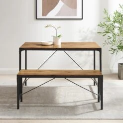 Walker Edison Angle Iron 44" Trestle Style Dining Bench